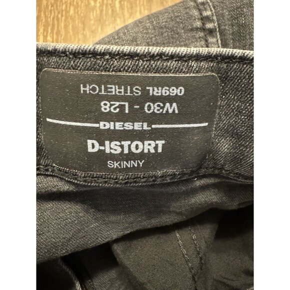 Diesel D-istort Skinny 30x28 Stretch Black Dark Gray Jeans 069RL - Picture 7 of 14